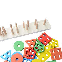 Plastic Angle Geometric Blocks Building Stacker Shape Sorter Column Puzzle Stacking Set for Kids - 2