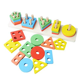 Plastic Angle Geometric Blocks Building Stacker Shape Sorter Column Puzzle Stacking Set for Kids - 2