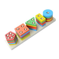 Plastic Angle Geometric Blocks Building Stacker Shape Sorter Column Puzzle Stacking Set for Kids - 2