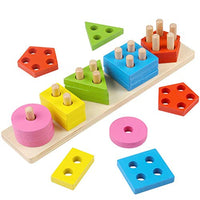 Plastic Angle Geometric Blocks Building Stacker Shape Sorter Column Puzzle Stacking Set for Kids - 2