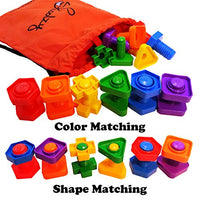 Nuts and Bolts Fine Motor Skills - Occupational Therapy Toddler Toys - Montessori Building Construction Kids Matching Game for Preschoolers - Jumbo 24 pc Set with Backpack & Activity