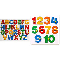 Little Genius English Alphabets - Uppercase with Knob & Little Genius Number Puzzle - 1 to 10 with Knob