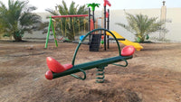 Little Fingers Classic design kid outside play rocking metal four seats garden seesaw for kids